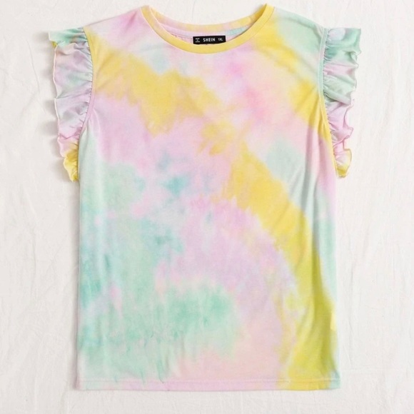 SHEIN Tops - 2/$10⭐️ NWOT Tie Dye Ruffle Top